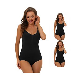3 Packs Women's Bodysuit Thong Tummy Control Shapewear Adjustable Straps Leotard Jumpsuit Tops