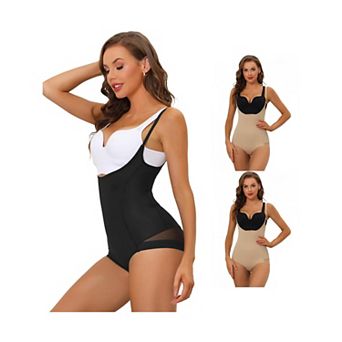 3 Packs Women's Mesh Tummy Control Slimming Sculpting Adjustable Straps Open Bust Full Shapewear