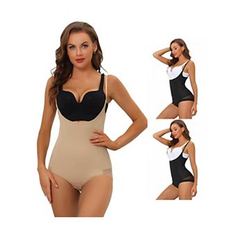 3 Packs Women's Mesh Tummy Control Slimming Sculpting Adjustable Straps Open Bust Full Shapewear
