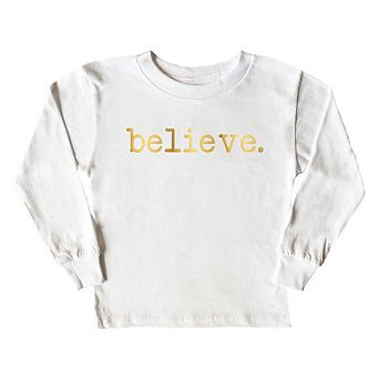 Believe Raised Print Toddler Long Sleeve Graphic Tee