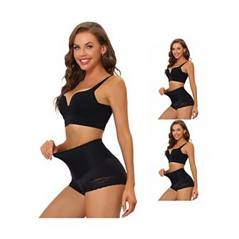 3 Packs Women's High Waisted Lace Brief Shapewear Hip Lifter Tummy Control Panties Bodyshapers
