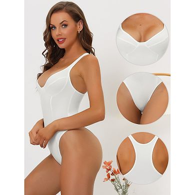 3 Packs Women's Deep V-neck Tummy Control Full Leotard Jumpsuits