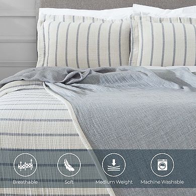 SUPERIOR Valencia Reversible Cotton Medium Weight Matelasse Bedspread & Sham Set