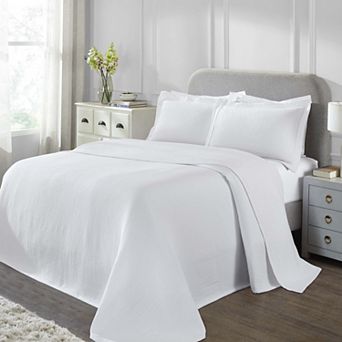 SUPERIOR Valencia Reversible Cotton Medium Weight Matelasse Bedspread & Sham Set