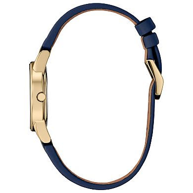 Disney's Snow White Citizen Women's Eco-Drive Gold Tone Stainless Steel Blue Leather Strap Watch & Pin Box Set