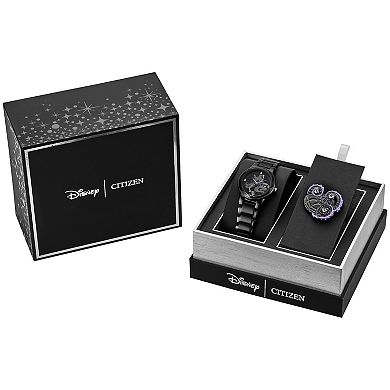 Disney's Ursula Citizen Women's Eco-Drive Black Stainless Steel Crystal Accent Watch & Pin Box Set