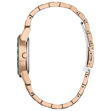Disney's Ariel Citizen Women's Eco-Drive Rose Gold Tone Stainless Steel Crystal Accent Green Dial Bracelet Watch & Pin Box Set