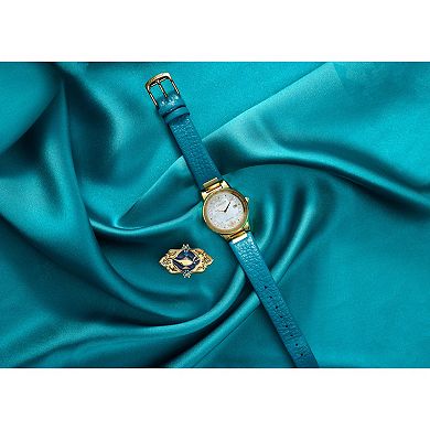 Disney's Princess Jasmine Citizen Women's Eco-Drive Gold Tone Stainless Steel Teal Leather Strap Watch & Pin Box Set