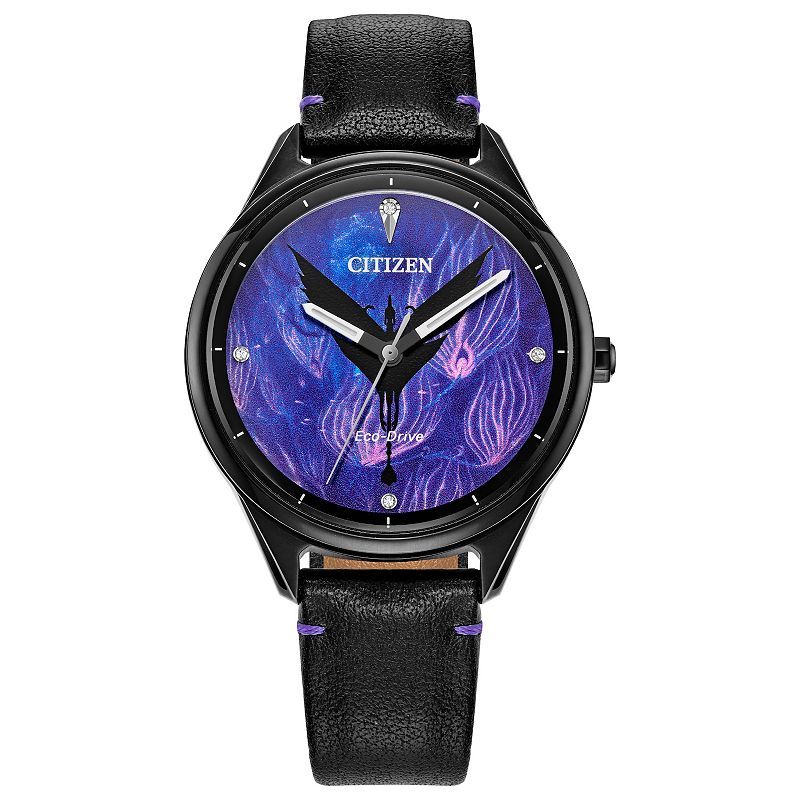 Citizen Women's Eco-Drive Avatar Tree of Souls Black Stainless Steel Crystal Accent Dial Leather Strap Watch - FE7105-09W, Size: 36MM