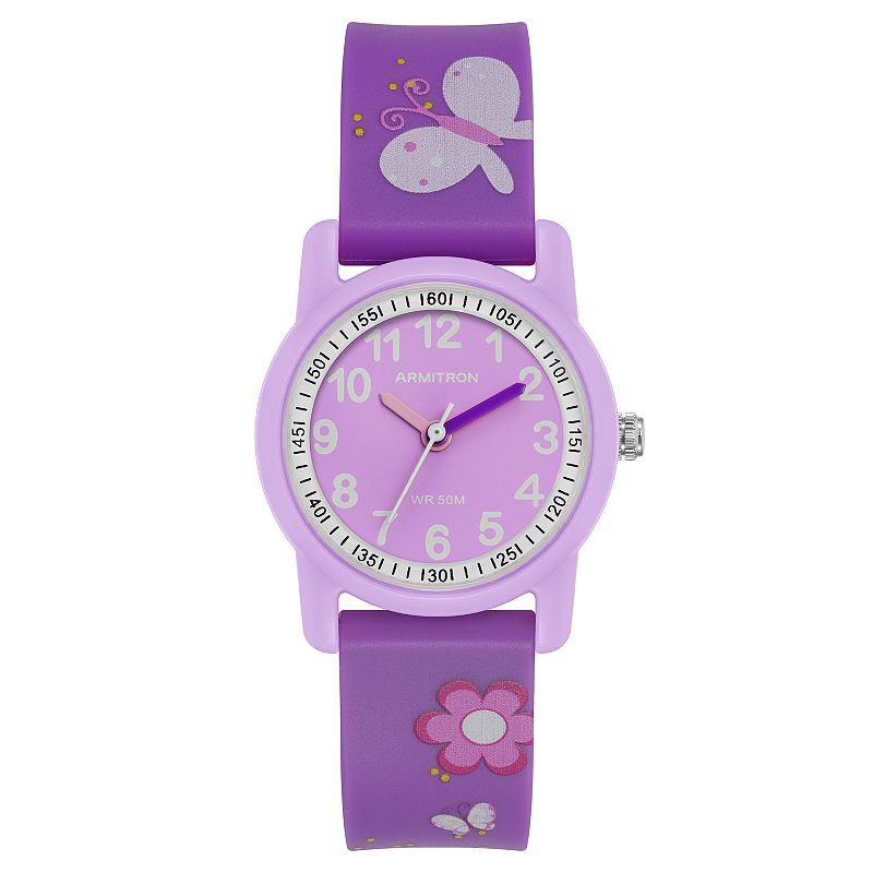 Armitron Sport Kids' Butterflies & Flowers Easy Read Watch, Boy's, Size: XS, Purple