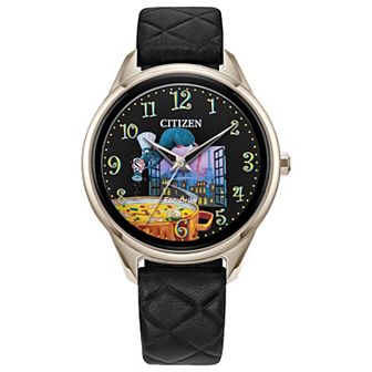 Disney's Ratatouille Citizen Women's Eco-Drive Stainless Steel Black Quilted Leather Strap Watch - FE7103-04W