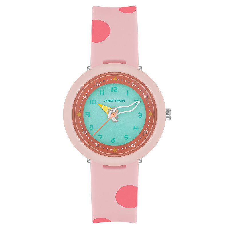 Armitron Sport Kids' Coral Polka Dots Easy Read Watch, Boy's, Size: XS, Pink