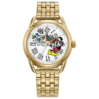 Disney's Windswept Minnie Citizen Women's Eco-Drive Gold Tone Stainless Steel Bracelet Watch - FE7093-57W