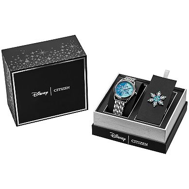 Disney's Frozen Citizen Women's Eco-Drive Stainless Steel Blue Crystal Accent Dial Bracelet Watch