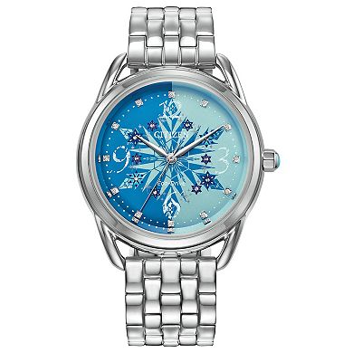 Disney's Frozen Citizen Women's Eco-Drive Stainless Steel Blue Crystal Accent Dial Bracelet Watch