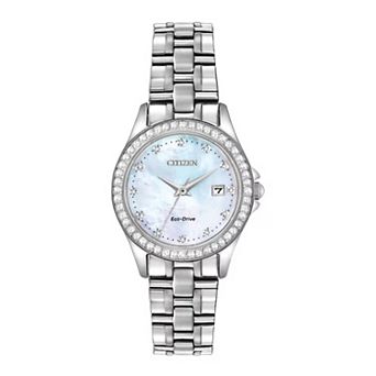 Citizen Eco-Drive Silhouette Crystal Women's Stainless Steel Watch & Bracelet Boxed Set