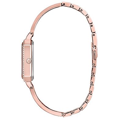 Citizen Eco-Drive Silhouette Crystal Women's Rose Gold Tone Stainless Steel Silver Dial Bangle Watch