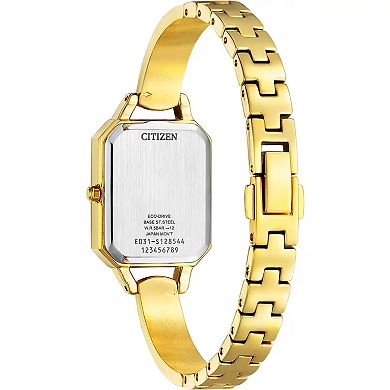 Citizen Eco-Drive Silhouette Crystal Women's Gold Tone Stainless Steel Black Dial Bangle Watch