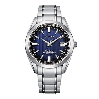 Citizen Men's Eco-Drive Classic Titanium Atomic Timekeeping Blue Dial Bracelet Watch - CB0260-56L