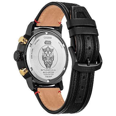 Citizen Men's Eco-Drive Star Wars Darth Maul Black IP Stainless Steel Leather-Nylon Strap Watch