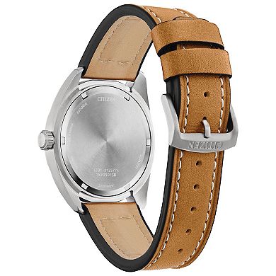 Citizen Men's Eco-Drive Garrison Titanium Green Dial Brown Leather Strap Watch