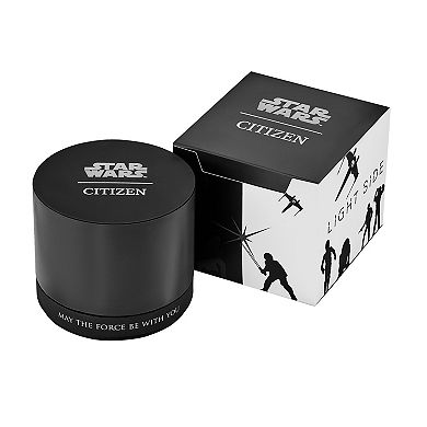 Citizen Men's Eco-Drive Star Wars Jedi Master Black IP Stainless Steel Black Leather Strap Watch