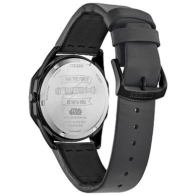 Citizen Men's Eco-Drive Star Wars Jedi Master Black IP Stainless Steel Black Leather Strap Watch