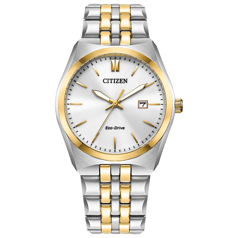 Citizen Eco-Drive Corso Men's Two-Tone Stainless Steel Bracelet Watch, Size: 40 mm, Gold Silver