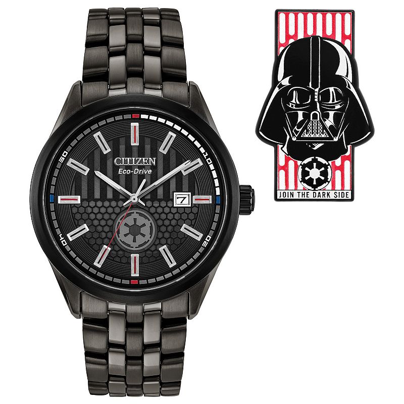 Citizen Men's Eco-Drive Star Wars Darth Vader Returns Black IP Stainless Steel Watch & Pin Box Set - BM7255-61W, Size: 41MM