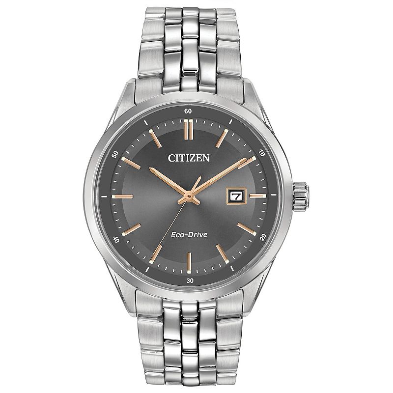 Citizen Men's Eco-Drive Addysen Stainless Steel Gray Dial Bracelet Watch - BM7251-53H, Size: 41MM, Silver