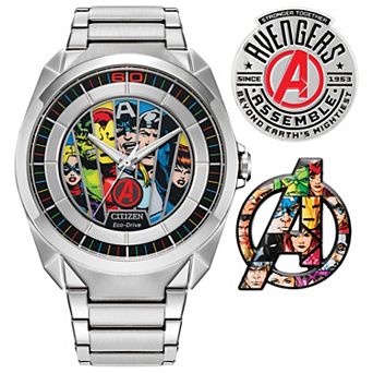 Citizen Men's Eco-Drive Marvel Avengers Stainless Steel Bracelet Watch & Pin Box Set - AW2080-64W