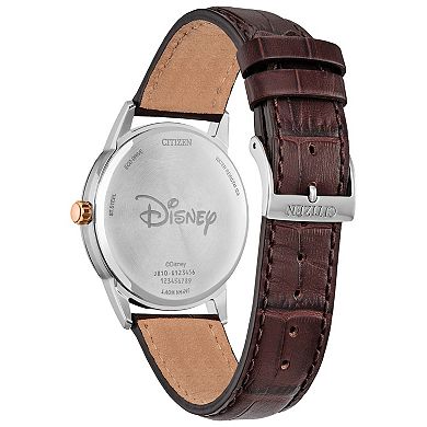 Disney's Steamboat Willie Mickey Mouse Citizen Men's Eco-Drive Stainless Steel Brown Leather Strap Watch