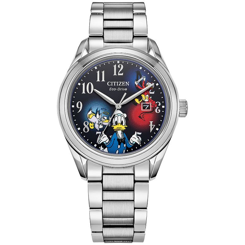 Disney's Fiesty Donald Duck 90th Birthday Citizen Men's Eco-Drive Stainless Steel Watch & Pin Box Set - AW1691-66W, Size: 40 mm, Silver
