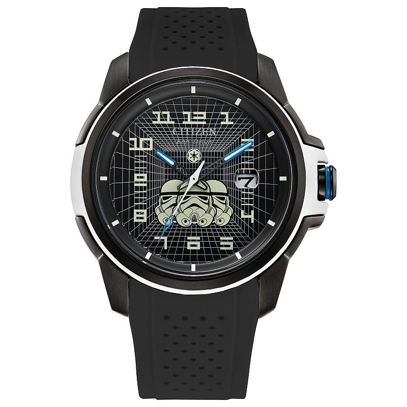 Citizen Men's Eco-Drive Star Wars Imperial Stormtrooper Stainless Steel Black Rubber Strap Watch - AW1659-00W, Size: 44MM