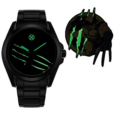 Citizen Men's Eco-Drive Marvel Wolverine Black IP Stainless Steel Blue Dial Bracelet Watch & Pin Set