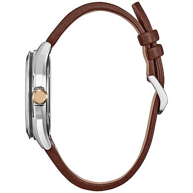 Disney's Mickey Mouse Explorer Citizen Men's Eco-Drive Stainless Steel Brown Leather Strap Watch