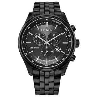 Citizen Men's Eco-Drive Black IP Stainless Steel Chronograph Bracelet Watch - AT2145-86E