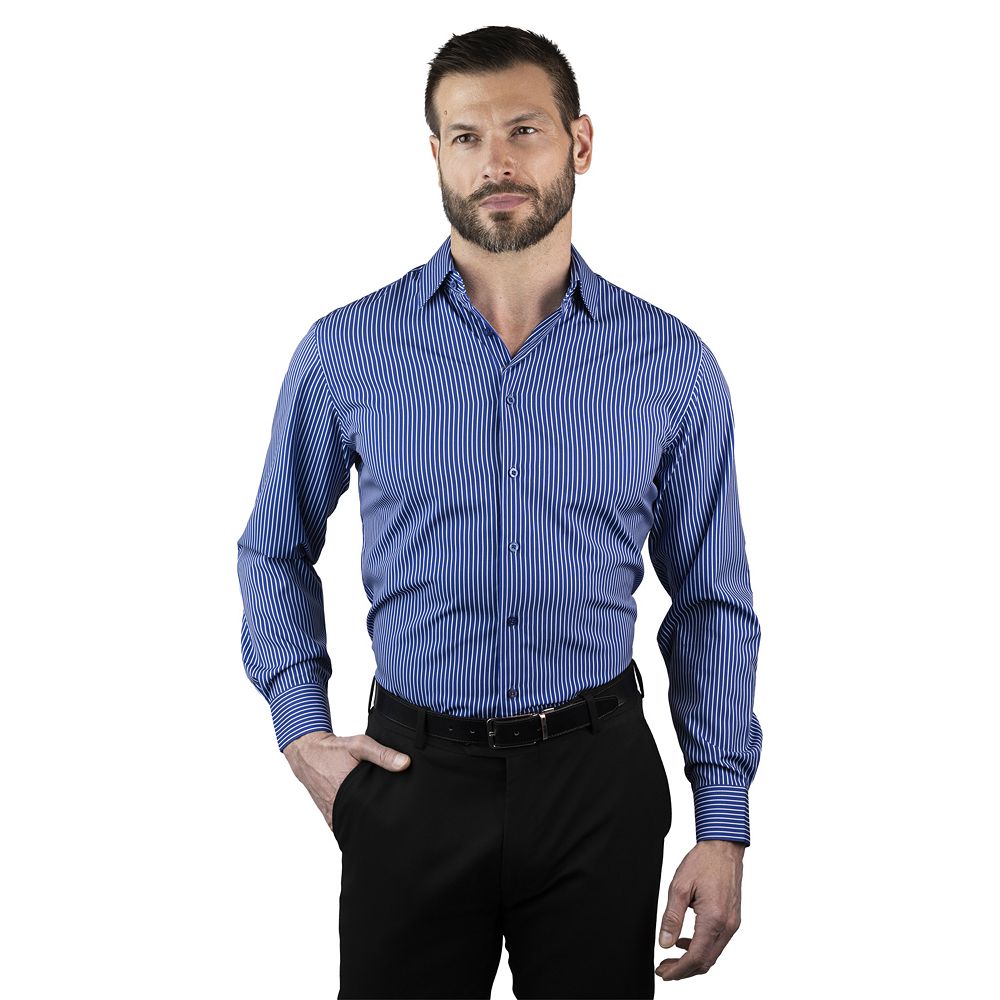 Men's Nautica Wrinkle Free Performance Slim-Fit Dress Shirt, Size: 15.5-32/33, Nautical Stripes