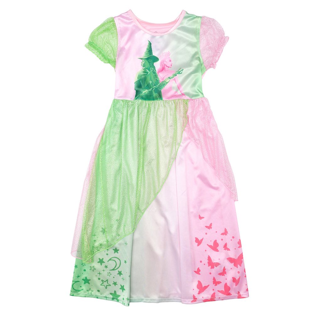 Girls 4-8 Wicked Elphaba & Glinda Green & Pink Fantasy Nightgown