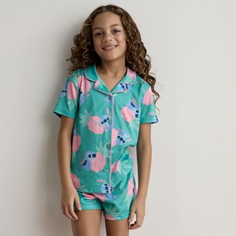 Girls 4-10 Lilo & Stitch Hawaii Stitch Button Pajama Top & Pajama Shorts Sleep Set