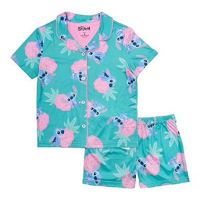 Girls 4-10 Lilo & Stitch Hawaii Stitch Button Pajama Top & Pajama Shorts Sleep Set