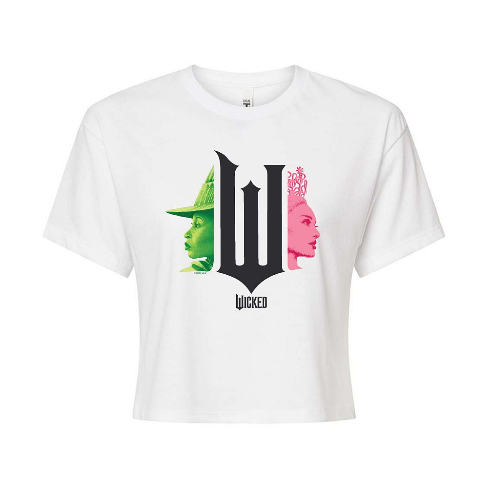 Juniors' Wicked Elphaba & Glinda Cropped Tee