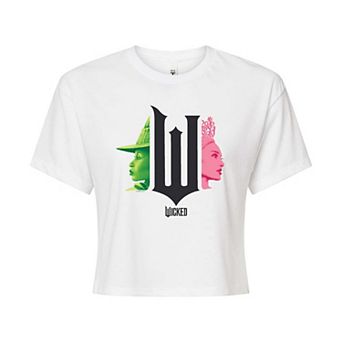 Juniors' Wicked Elphaba & Glinda Cropped Tee