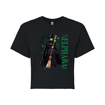 Juniors' Wicked Elphaba No One Mourns The Wicked Cropped Tee