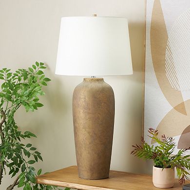 Stella & Eve Brown Ceramic Distressed Antique Style Pot Vase Room Table Lamp