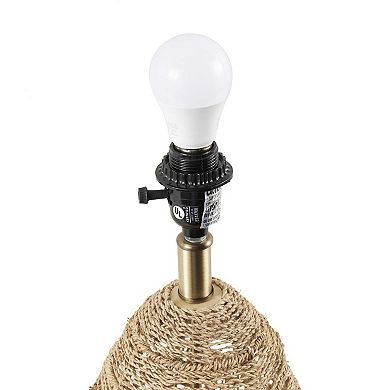 Stella & Eve Brown Wicker Wood Handmade Woven Table Lamp