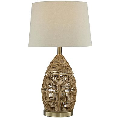 Stella & Eve Brown Wicker Wood Handmade Woven Table Lamp
