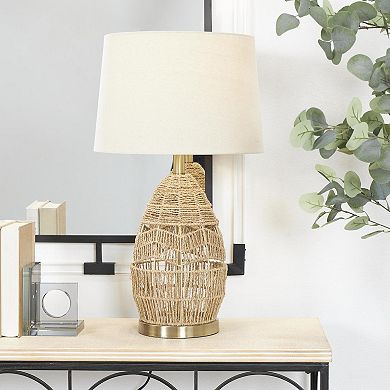 Stella & Eve Brown Wicker Wood Handmade Woven Table Lamp