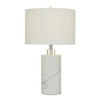 Stella & Eve White Marble Thick Stand Table Lamp with Drum Shade