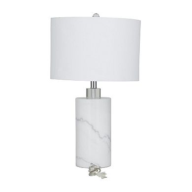 Stella & Eve White Marble Thick Stand Table Lamp with Drum Shade